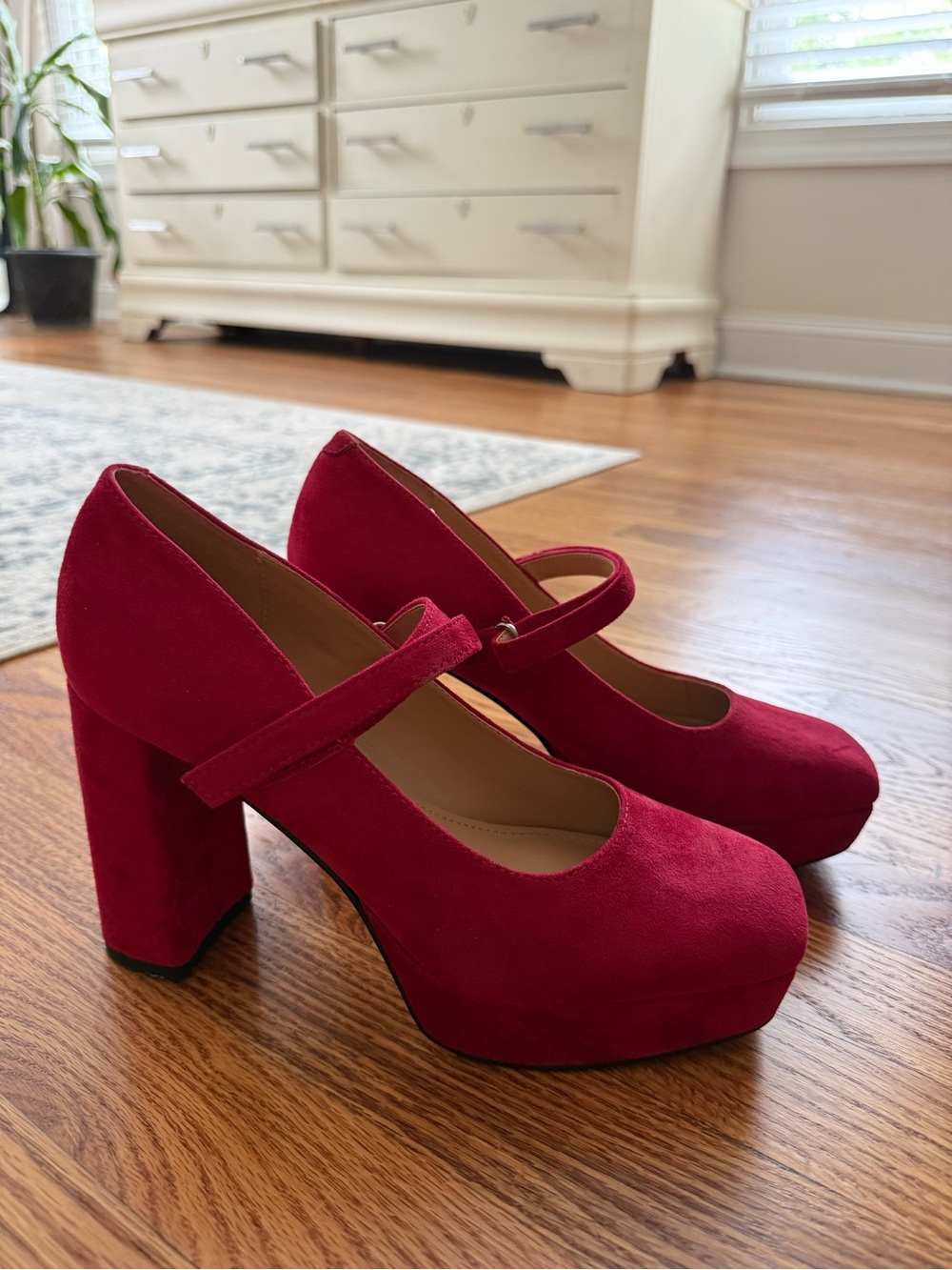Red Suede Pumps